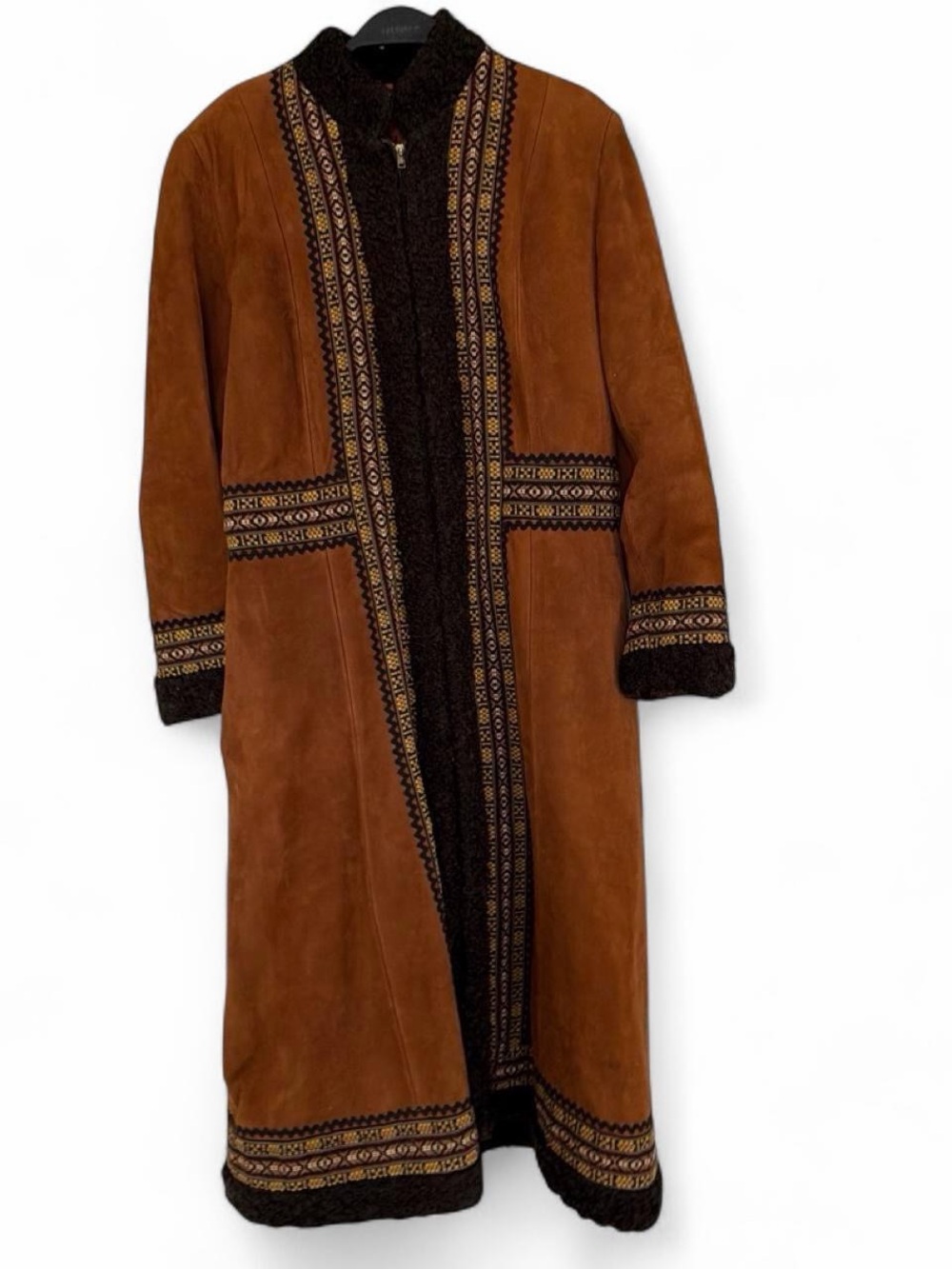 1970’s Vintage Afghan Women's Long Suede Shearling Coat in Brown no size tag